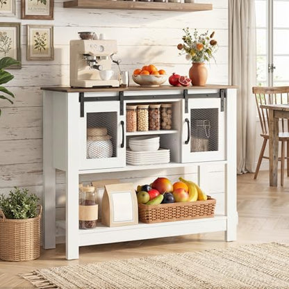 Farmhouse Sideboard Buffet Table with Sliding Barn Doors, view 3