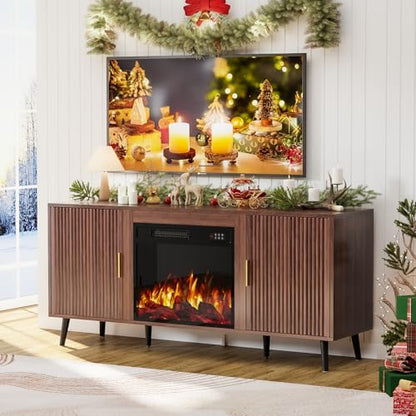 Waleaf 58" Fluted Fireplace TV Stand, view 7