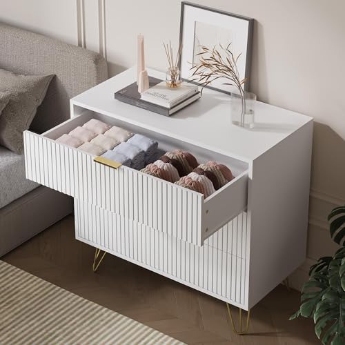 White 3 Drawer Dresser for Bedroom, Modern Closet Dressers Chest of Drawers, view 5