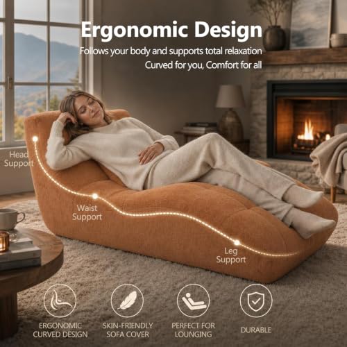 Chaise Lounge Chair Boneless Sofa Curved Floor Recliner Sofa Bed, view 5