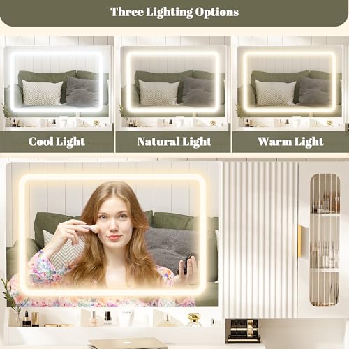 42" Modern Makeup Vanity Desk with Mirror and Lights, view 6