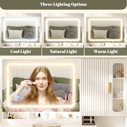 42" Modern Makeup Vanity Desk with Mirror and Lights, view 6