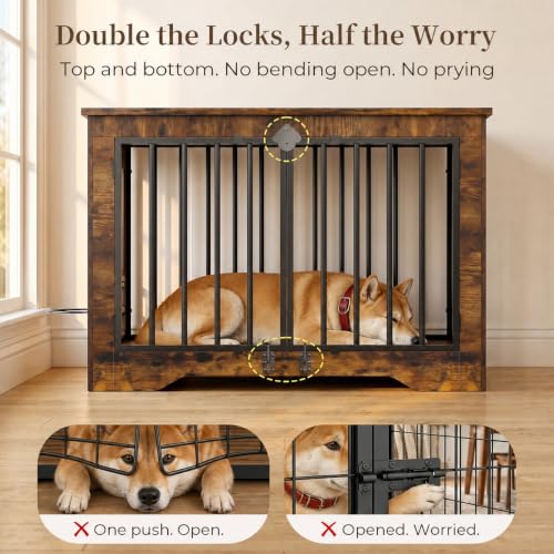 38 in Modern Farmhouse Dog Crate Furniture End Table, view 5