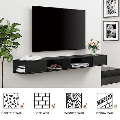 70 inch Floating Entertainment Center, Black, view 6