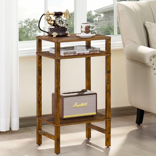 Industrial End Tables for Living Room, Brown, view 3