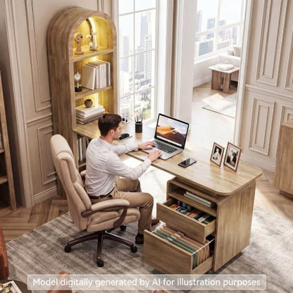59" Computer Desk, Oak, view 5