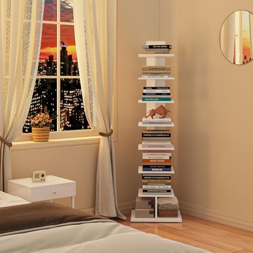 Book Shelf, Narrow Spine Bookshelf, 8-Tier Bookcase for Small Space, view 4