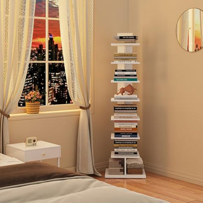 Book Shelf, Narrow Spine Bookshelf, 8-Tier Bookcase for Small Space, view 4