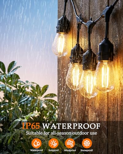 50FT S14 Outdoor String Lights, 32+2 Shatterproof Bulbs 2W, view 4