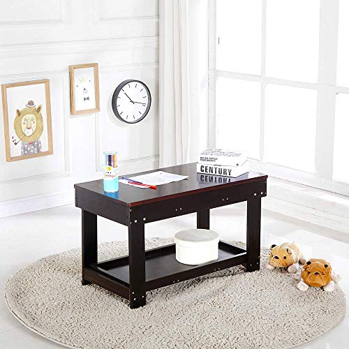 Kids Activity Table with Board for Bricks Activity Play Table (Dark Brown), view 3