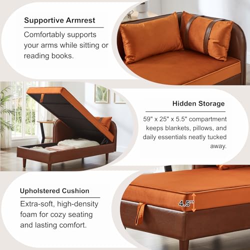 65'' Chaise Lounge with Storage Space, Oversized Indoor Recliner, view 5