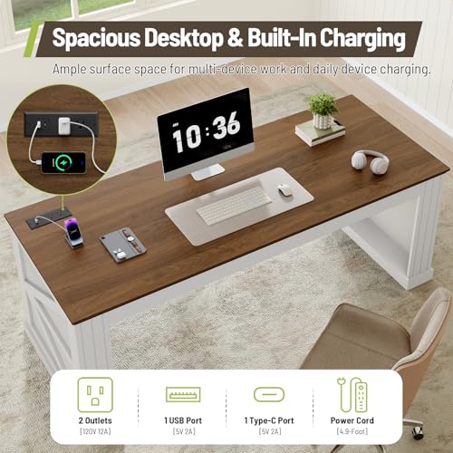 63'' Farmhouse Executive Desk, view 6