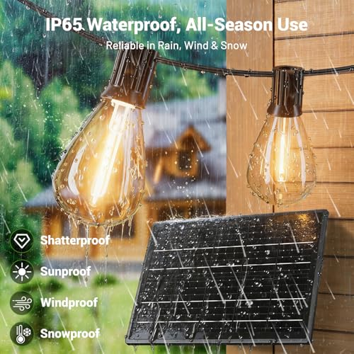 200FT Solar String Lights Outdoor Waterproof 72+2 LED Bulbs, view 3
