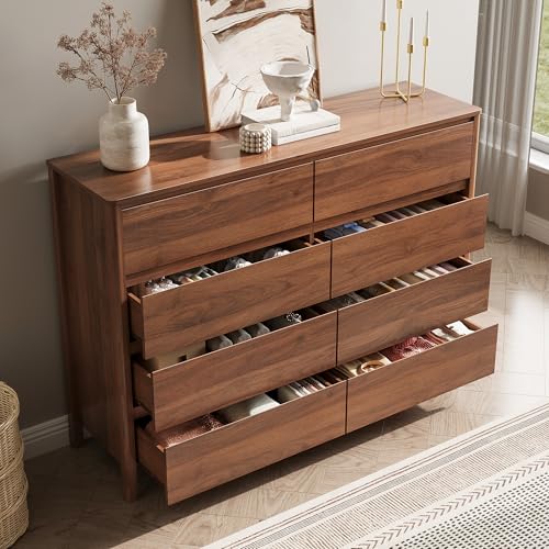 Walnut 8 Drawer Dresser for Bedroom, view 6
