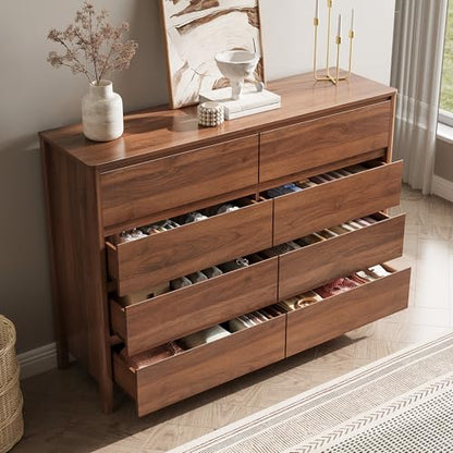 Walnut 8 Drawer Dresser for Bedroom, view 6
