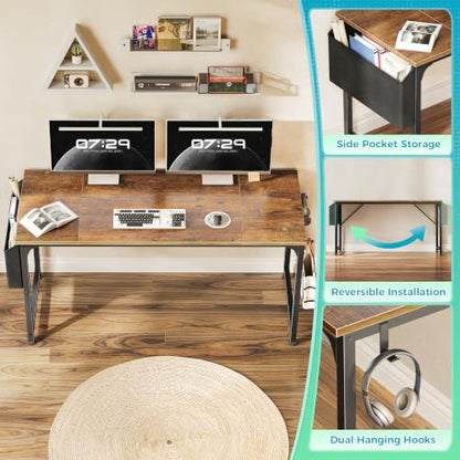 55'' Computer Desk with Fabric Storage Bag, view 5