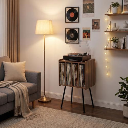 Record Player Stand with 4 Cabinets, Walnut, view 3