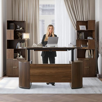 Electric Standing Desk with Storage Drawers, view 4
