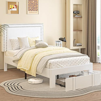 Twin Size Upholstered Bed Frame with Storage Drawer, view 2