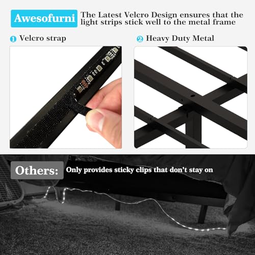 Smart LED Lighted Floating Bed Frame, view 7