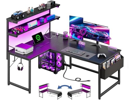 53" L Shaped Gaming Desk with No Side Bar Shelf for Small Space, view 2