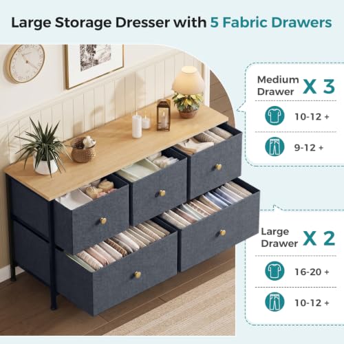 5 Drawer Dresser for Bedroom, Storage Organizer Unit for Closet, view 5