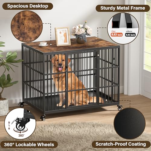 42 Inch Heavy Duty Dog Crate Furniture for Large and Medium Dogs, view 6