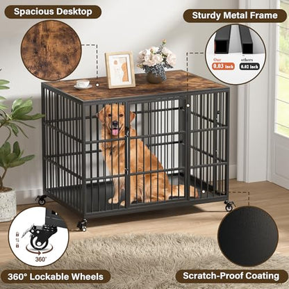 42 Inch Heavy Duty Dog Crate Furniture for Large and Medium Dogs, view 6