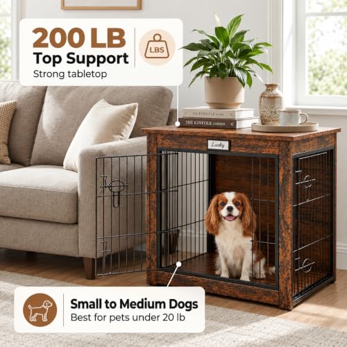 28" Wooden Dog Crate Furniture with Reversible Side Door, view 3