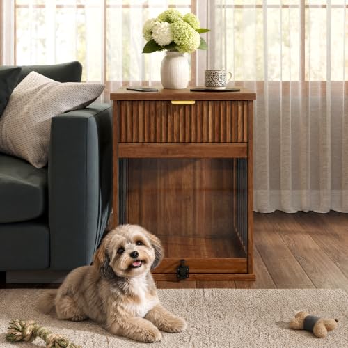 Dog Crate End Side Table with Charging Station, Lockable Door and Drawer, view 2