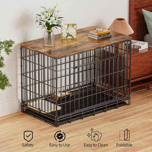 Dog Crate Topper for 36'' Dog Cage, Dog Kennel Topper Wood Countertop, view 5