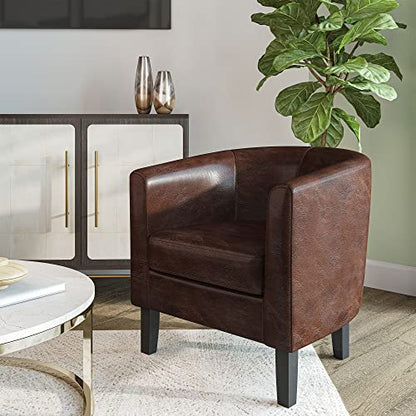 Accent Barrel Chair, Club Tub Sofa Corner Chair with Flared Legs and Cozy Soft Padding for Living Room Bedroom Waiting Room - Caramel