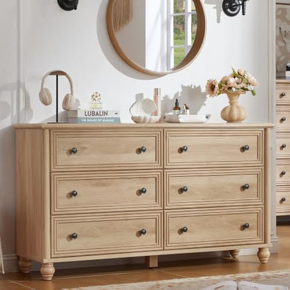 54" Dresser for Bedroom, Farmhouse 6 Drawers Dressers with Gourd Legs, view 2