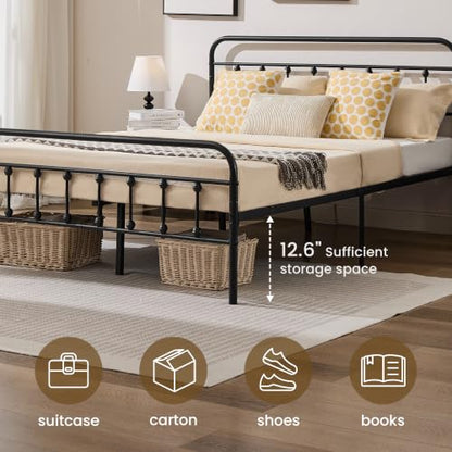 Vintage Full Metal Platform Bed Frame with Headboard and Footboard, view 7