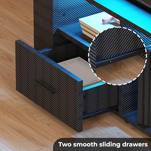 71" TV Stand for 75 Inch TV, Carbon Fiber Entertainment Center, view 7