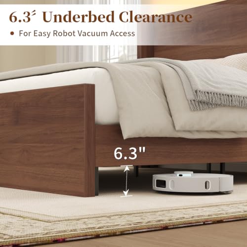 Queen Size Bed Frame with Headboard and LED Lights, view 7