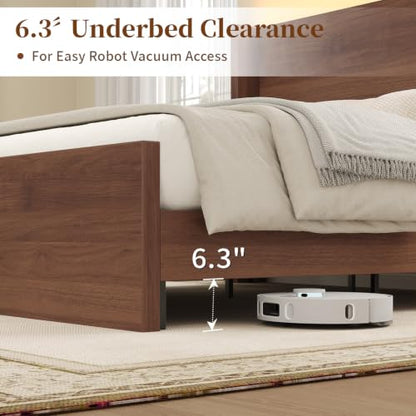 Queen Size Bed Frame with Headboard and LED Lights, view 7