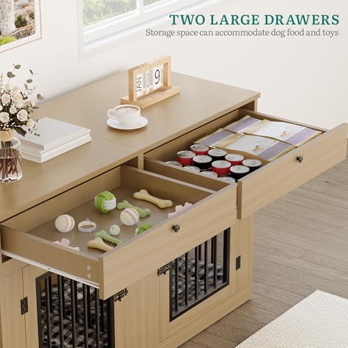 60 Inch Double Dog Crate Furniture for 2 Dogs, view 3