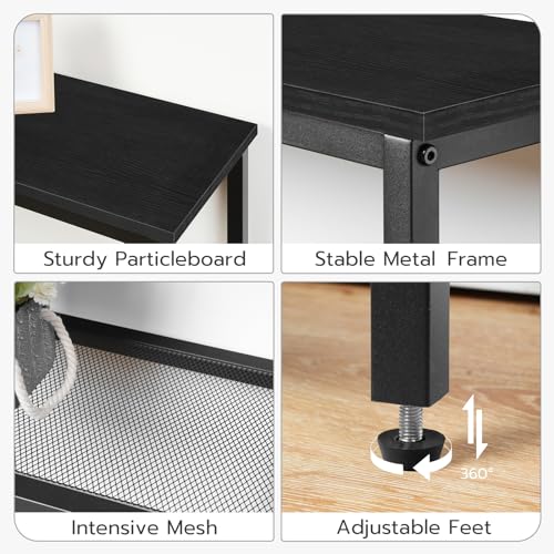 29.5" Narrow Console Table, 3 Tier Entryway Table with Shelves, Thin Sofa Table, Behind Couch Table, Display Side Table, for Hallway, Entrance, Living Room, Black BB73XG01