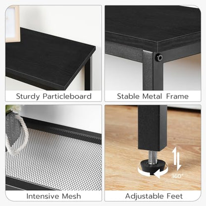 29.5" Narrow Console Table, 3 Tier Entryway Table with Shelves, Thin Sofa Table, Behind Couch Table, Display Side Table, for Hallway, Entrance, Living Room, Black BB73XG01