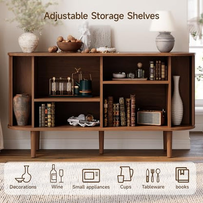 55" Buffet Sideboard Cabinet with 2 Door/Adjustable Shelf, Walnut, view 4