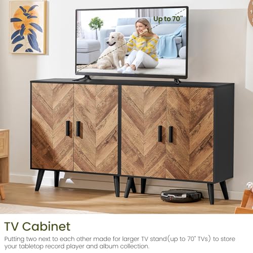 Storage Cabinet with 2 Shelves & Doors, Sideboard Buffet Cabinet with Storage, view 6
