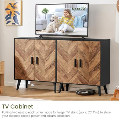 Storage Cabinet with 2 Shelves & Doors, Sideboard Buffet Cabinet with Storage, view 6