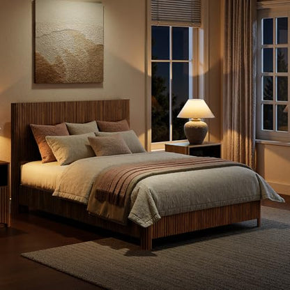 Walnut Queen Bed Frame with Headboard, view 7