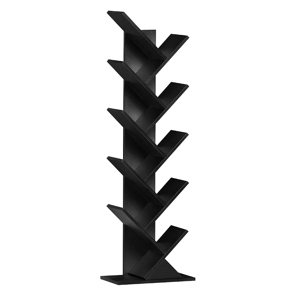 10 Tier Tree Book Shelf, Floor Standing Wood Bookshelf for Narrow Space