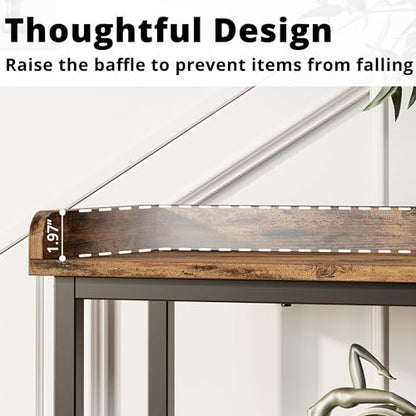 Console Table, Sofa Table with Power Outlet, Farmhouse Hallway Table for Entryway, Living Room, Height Adjustable, Easy Assembly, Rustic Brown,55"