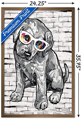 PD Moreno - Dog Glasses Wall Poster, 22.375" x 34", Bronze Framed Version
