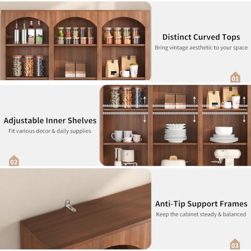 Walnut 4-tier bookshelf with drop-down cabinet, view 8