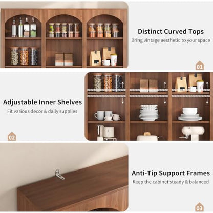 Walnut 4-tier bookshelf with drop-down cabinet, view 8