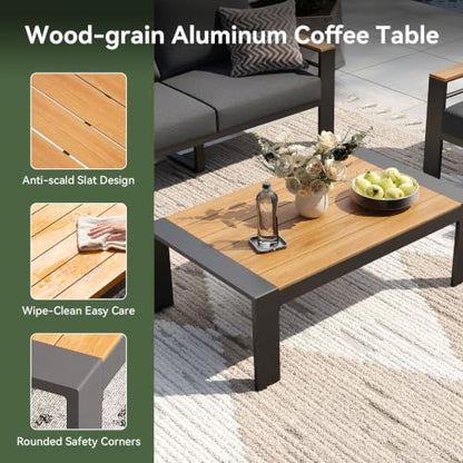 Patio Furniture Set, 5 Piece Aluminum Patio Sets with 5" Thicken & Washable Cushion, Waterproof Outdoor Furniture with Coffee Table, Outdoor Couch Sectional for Backyard, Porch and Garden